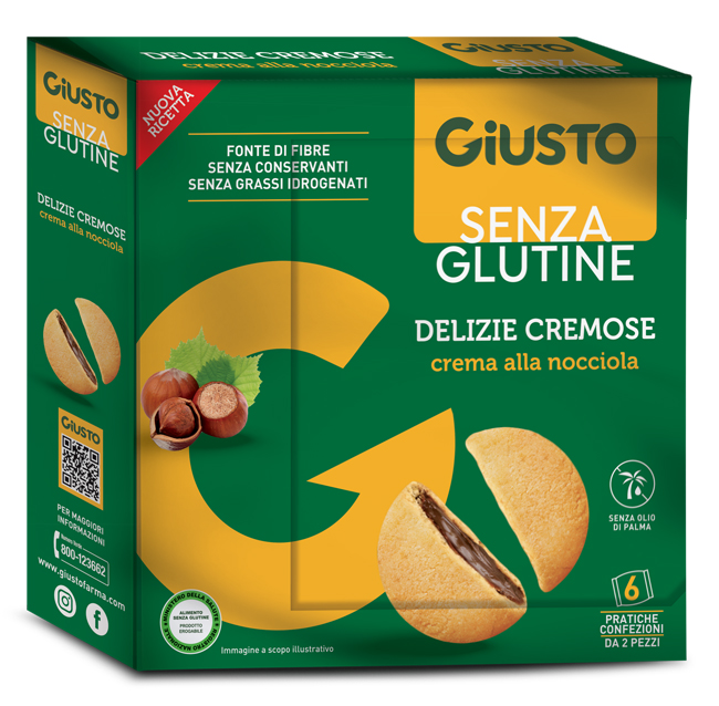 GIUSTO SENZA GLUTINE DELIZIE CREMOSE AL CACAO NOCCIOLA 180 G - Farmacia Artemisia di Montecuollo Dott. Angelo snc