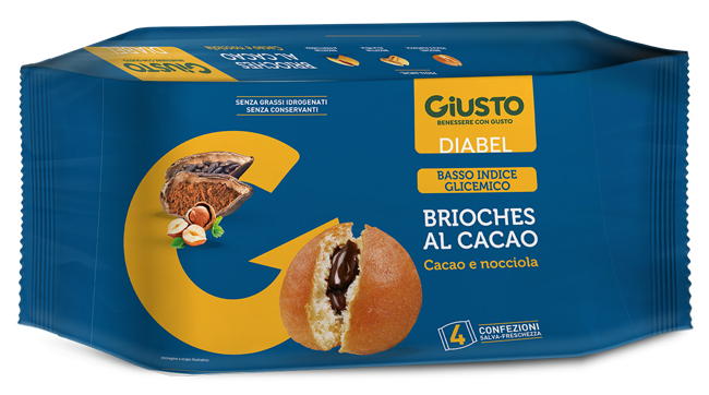 GIUSTO DIABEL BRIOCHE CACAO 4 PEZZI DA 45 G - Farmacia Artemisia di Montecuollo Dott. Angelo snc