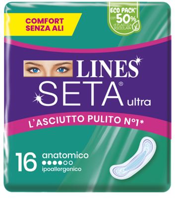 LINES SETA ULTRA ASSORBENTI ANATOMICO CP 16 PEZZI - Farmacia Artemisia di Montecuollo Dott. Angelo snc