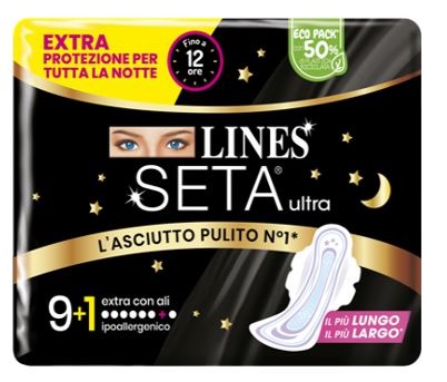 LINES SETA ULTRA ASSORBENTI EXTRA NOTTE CARRY PACK PACCO SINGOLO 9+1 PEZZI - Farmacia Artemisia di Montecuollo Dott. Angelo snc