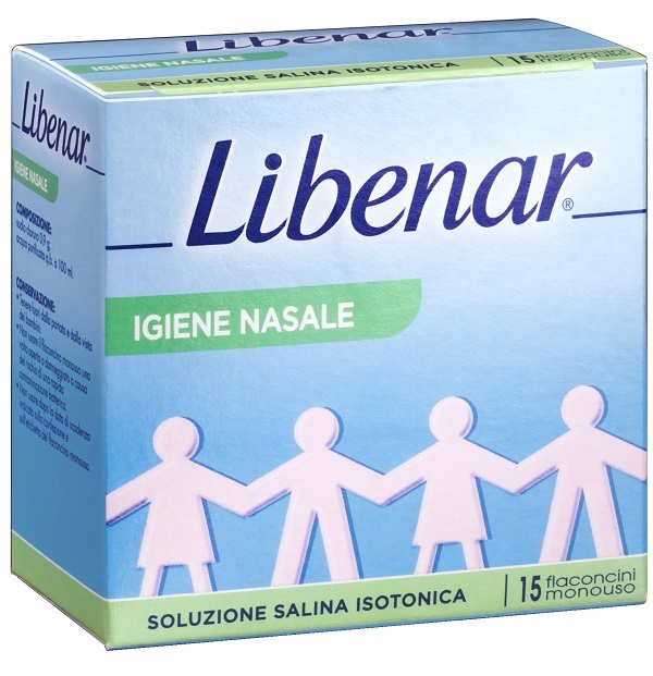 SOLUZIONE SALINA ISOTONICA 0,9% LIBENAR PER IGIENE NASALE 15 FLACONCINI MONOUSO X 5 ML - Farmacia Artemisia di Montecuollo Dott. Angelo snc