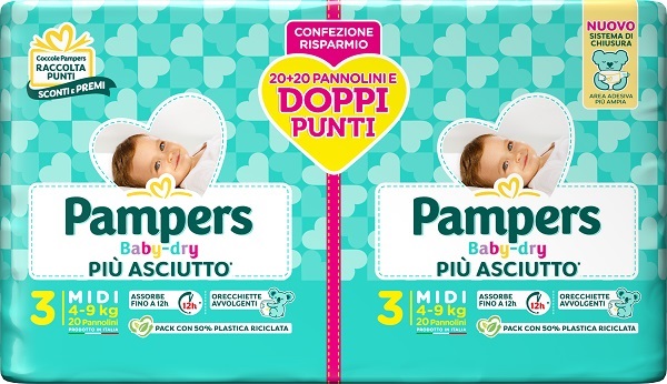 PAMPERS BABY DRY PANNOLINO DUO DOWNCOUNT MIDI 40 PEZZI - Farmacia Artemisia di Montecuollo Dott. Angelo snc