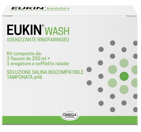 EUKIN WASH IGIENIZZANTE RINOFARINGEO KIT 2 FLACONI DA 250 ML + EROGATORE A SOFFIETTO NASALE - Farmacia Artemisia di Montecuollo Dott. Angelo snc