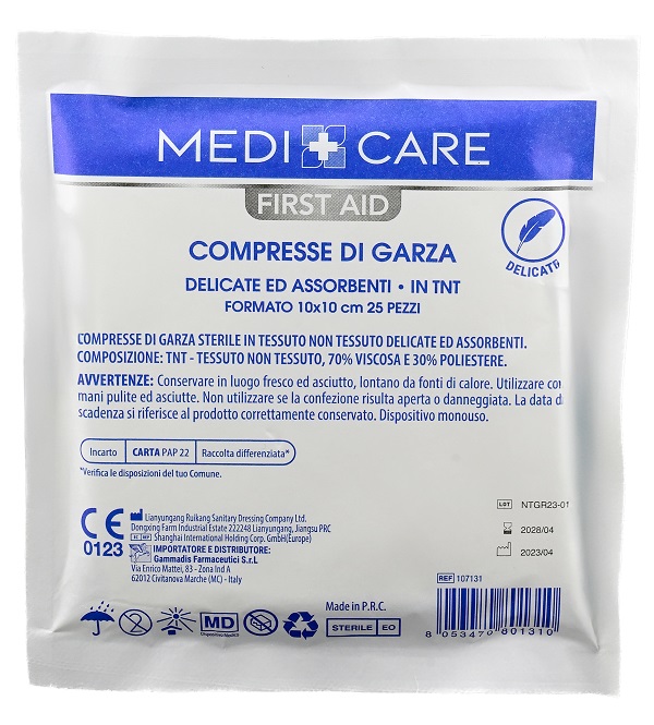 GARZA MEDICARE COTONE 10X10 CM 25 PEZZI - Farmacia Artemisia di Montecuollo Dott. Angelo snc