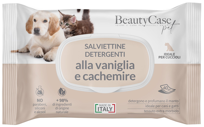 BEAUTYCASE PET SALVIETTINE DETERGENTI CUCCIOLI ALLA VANIGLIA E CACHEMIRE FLOW PACK 40 PEZZI - Farmacia Artemisia di Montecuollo Dott. Angelo snc