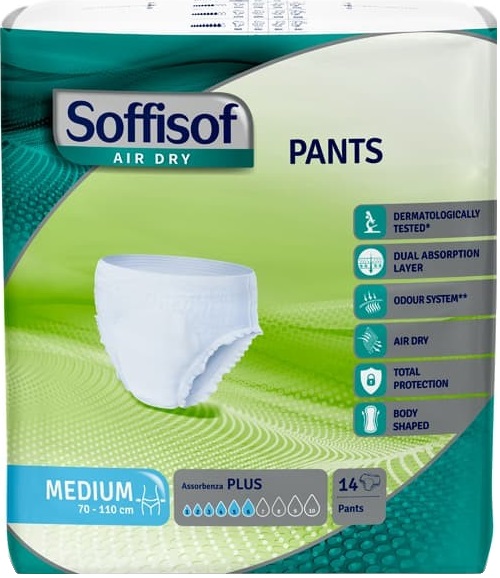 PANNOLONE PER INCONTINENZA SOFFISOF AIR DRY PANTS EXTRA MEDIUM 9 PEZZI - Farmacia Artemisia di Montecuollo Dott. Angelo snc
