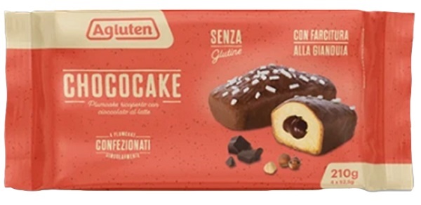 AGLUTEN CHOCOCAKE 4 PLUMCAKE RICOPERTI CON CIOCCOLATO AL LATTE CON FARCITURA ALLA GIANDUIA X 52,5G - Farmacia Artemisia di Montecuollo Dott. Angelo snc