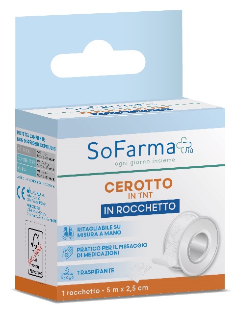 ROCCHETTO TESSUTO NON TESSUTO M 5X2,5 CM SOFARMAPIU' - Farmacia Artemisia di Montecuollo Dott. Angelo snc