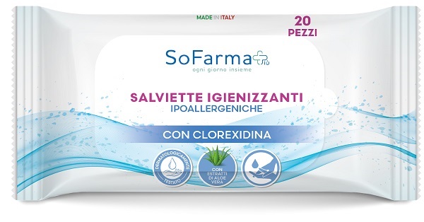 SALVIETTINE IGIENIZZANTI POCKET CLOREXIDINA 20 PEZZI SOFARMAPIU' - Farmacia Artemisia di Montecuollo Dott. Angelo snc