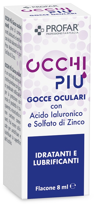 GOCCE OCULARI PROFAR OCCHIPIU' MULTIDOSE ACIDO IALURONICO E SOLFATO DI ZINCO IDRATANTI E LUBRIFICANTI 8 ML - Farmacia Artemisia di Montecuollo Dott. Angelo snc