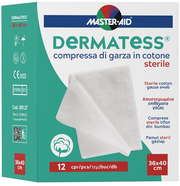 GARZA COMPRESSA DERMATESS IN COTONE 36X40CM 12 PEZZI - Farmacia Artemisia di Montecuollo Dott. Angelo snc