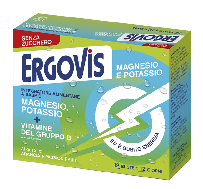 ERGOVIS MG+K VITAMINE B SENZA ZUCCHERO 12 BUSTINE - Farmacia Artemisia di Montecuollo Dott. Angelo snc