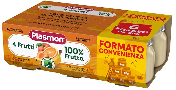 PLASMON OMOGENEIZZATO 4 FRUTTI 6X80 G - Farmacia Artemisia di Montecuollo Dott. Angelo snc