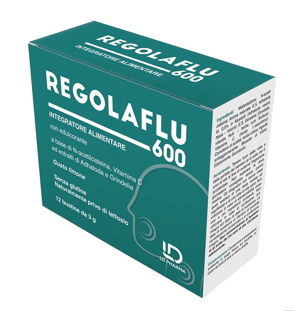 REGOLAFLU 600 12 BUSTINE 3 G GUSTO LIMONE SENZA GLUTINE NATURALMENTE PRIVO DI LATTOSIO CON EDULCORANTE - Farmacia Artemisia di Montecuollo Dott. Angelo snc