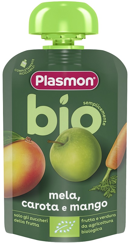 PLASMON MELA CAROTA MANGO BIO POUCHES 100 G - Farmacia Artemisia di Montecuollo Dott. Angelo snc