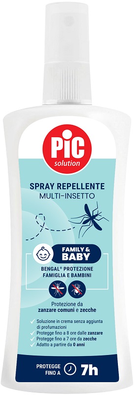 PIC SOLUTION BENGAL FAMILY & BABY PROTEZIONE FAMIGLIA E BAMBINI SPRAY REPELLENTE MULTI INSETTO 100 ML - Farmacia Artemisia di Montecuollo Dott. Angelo snc