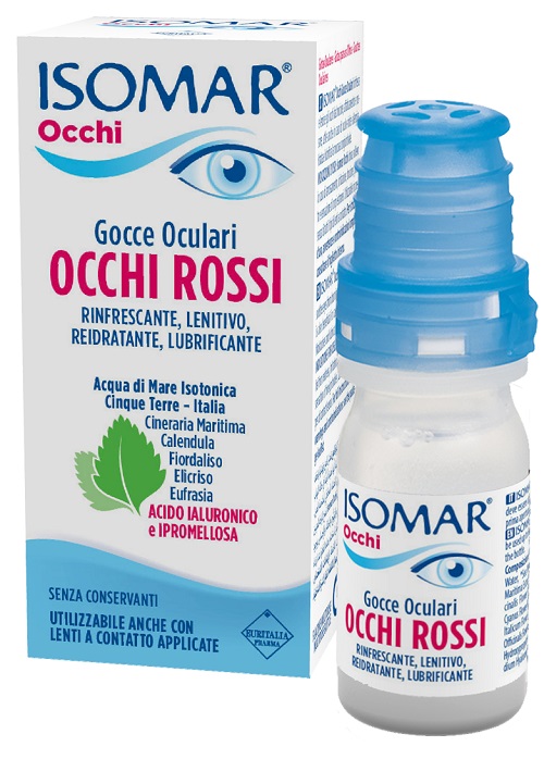 ISOMAR OCCHI ROSSI GOCCE OCULARI ACIDO IALURONICO 0,20% 10 ML - Farmacia Artemisia di Montecuollo Dott. Angelo snc