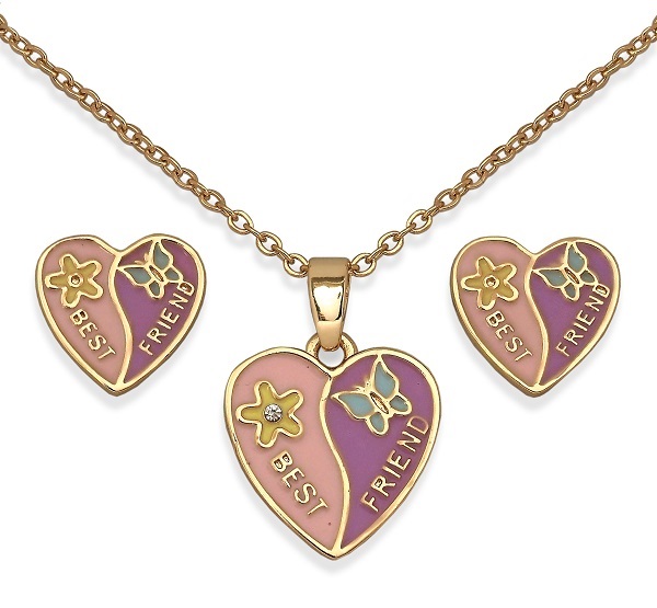 BJS002 PARURE ORECCHINI+COLLANINA BEST FRIEND GOLD PLATED - Farmacia Artemisia di Montecuollo Dott. Angelo snc