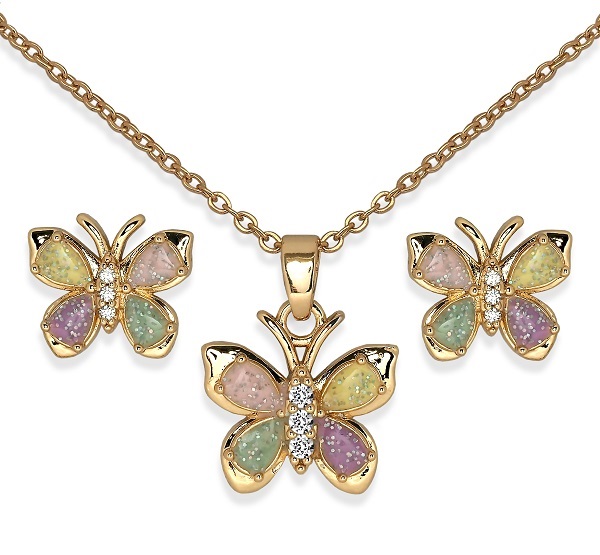 BJS003 PARURE ORECCHINI+COLLANINA BUTTERFLY GOLD PLATED - Farmacia Artemisia di Montecuollo Dott. Angelo snc