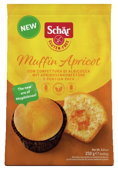 SCHAR MUFFIN APRICOT 5 PEZZI DA 50 G - Farmacia Artemisia di Montecuollo Dott. Angelo snc