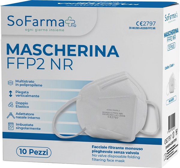 MASCHERINA FFP2 BIANCA 10 PEZZI SOFARMAPIU' - Farmacia Artemisia di Montecuollo Dott. Angelo snc