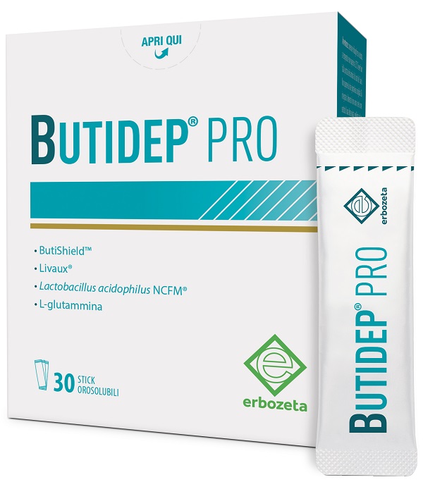 BUTIDEP PRO 30 STICK OROSOLUBILI DA 1,35 G SENZA GLUTINE NATURALMENTE PRIVO DI LATTOSIO - Farmacia Artemisia di Montecuollo Dott. Angelo snc