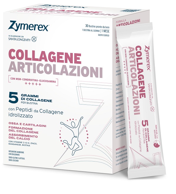 ZYMEREX COLLAGENE ARTICOLAZIONI 30 BUSTINE DA 15 ML CON EDULCORANTE SENZA GLUTINE SENZA LATTOSIO - Farmacia Artemisia di Montecuollo Dott. Angelo snc